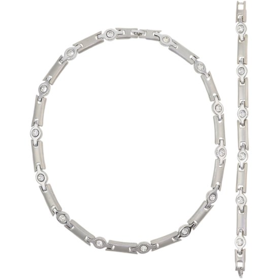 Behave – Parure de bijoux – Couleur argent – ​​Collier et bracelet – Cristal