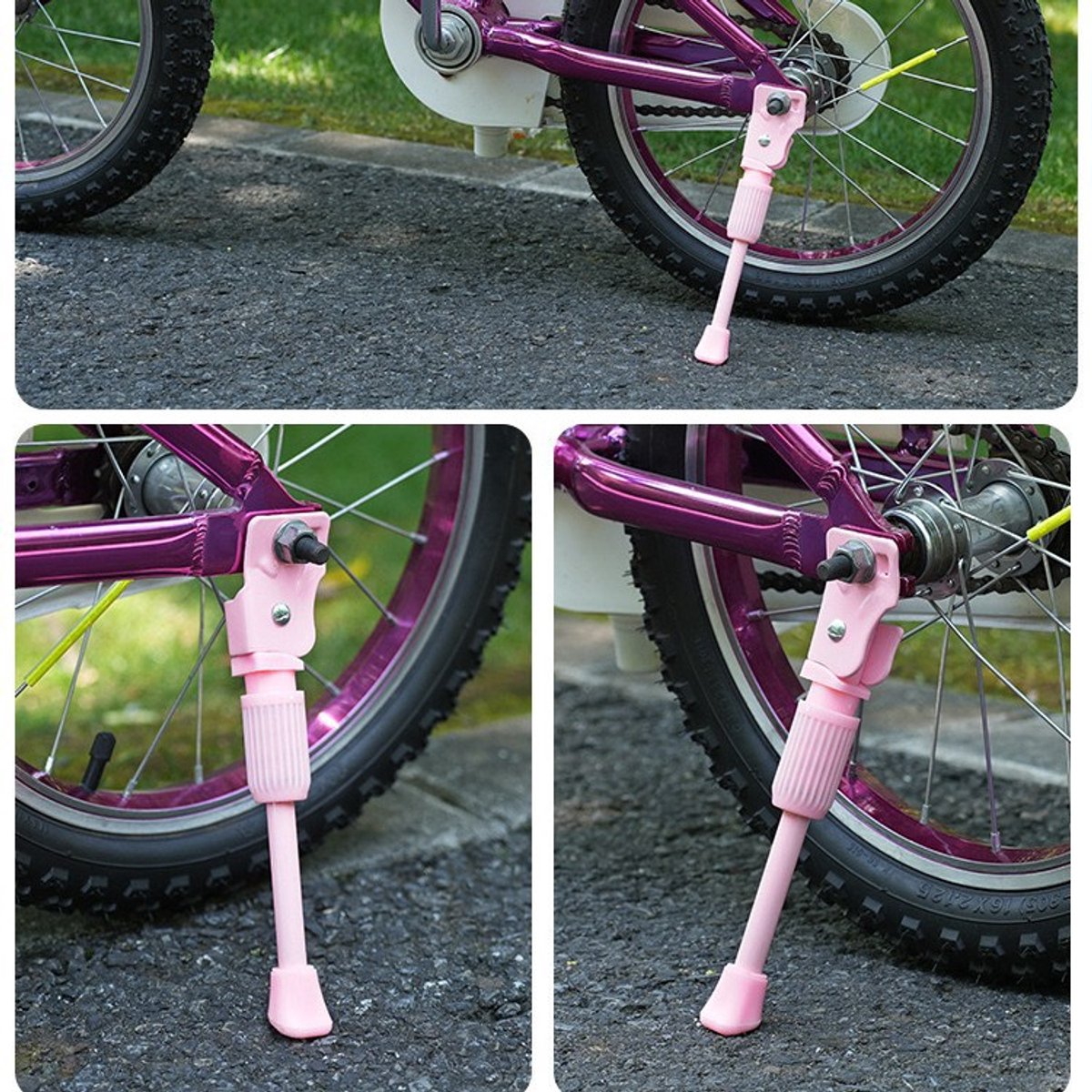 16 Inch Fietsstandaard - Fietsstandaard Kinderfiets - MTB Kickstand - Fietsstandaard Enkel - Fietsaccessoires Voor Kinderen - Fietsstandaard - Zijstandaard Fiets - Fiets, E-Bike, Stadsfiets & Mountainbike - Roze - Makkelijk Te Installeren – foto 2