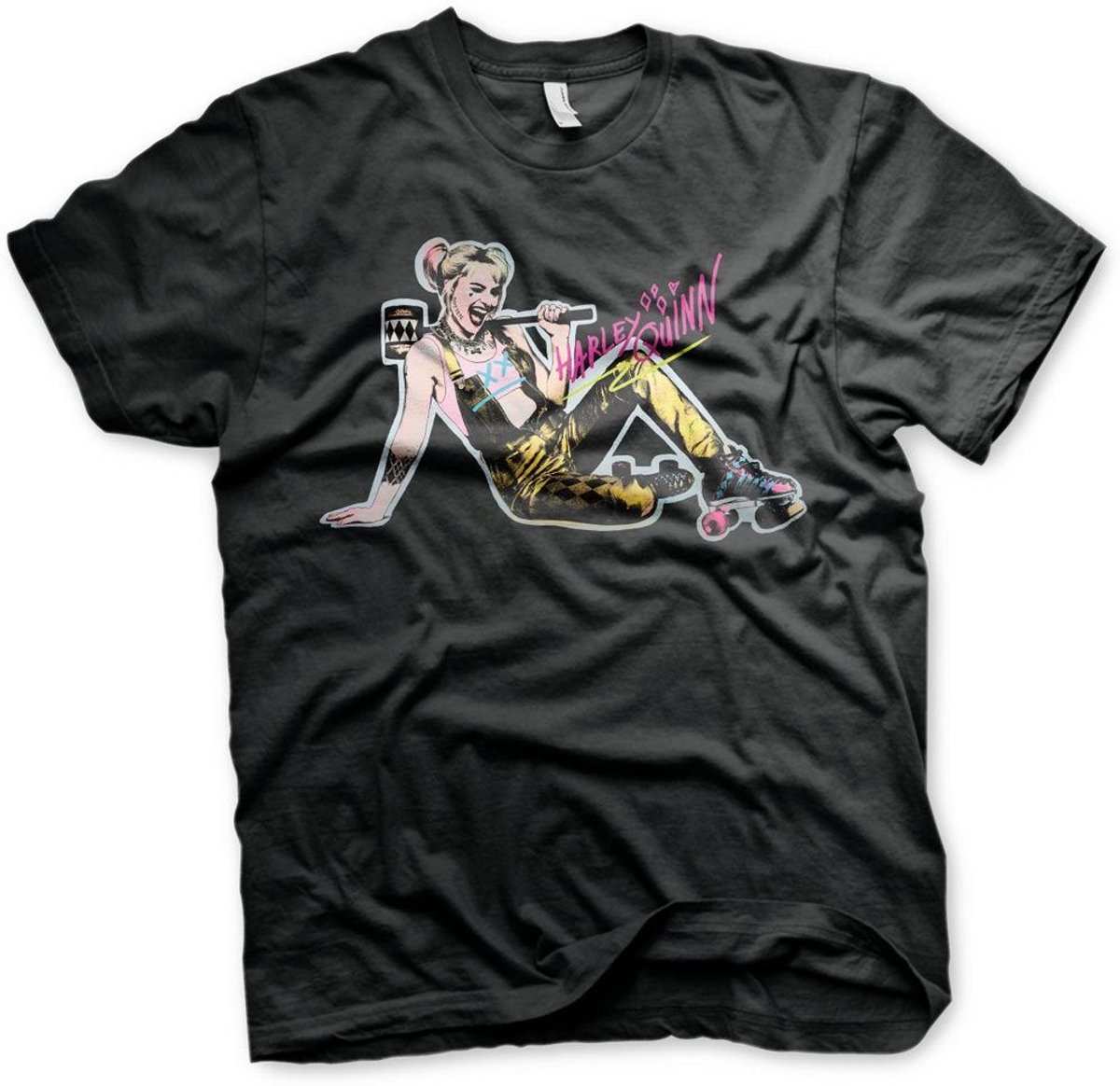 Harley Quinn Roller Skates Big Tall T-Shirt WB-1-BOP004-DTG Black-4XL