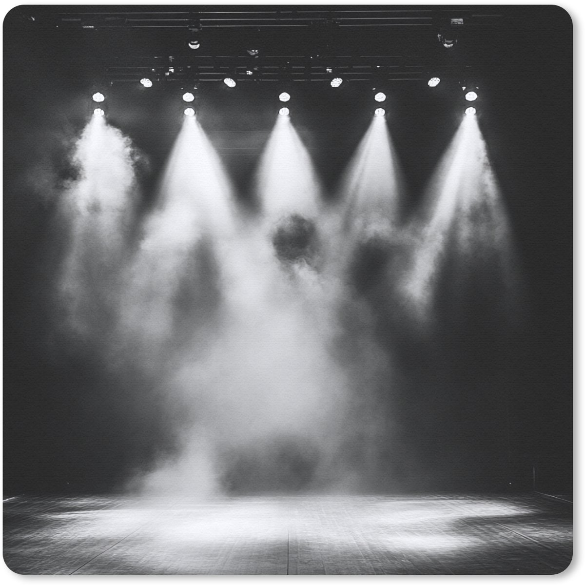 Muismat 30x30 cm - Mousepad Theaterzaal - Mist - Spotlights - Zwart - Muismatten