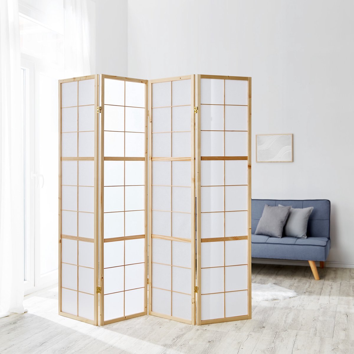 Homestyle4u Kamerscherm 4 panelen - 176x175 cm - Bruin - 4-delig - Shoji