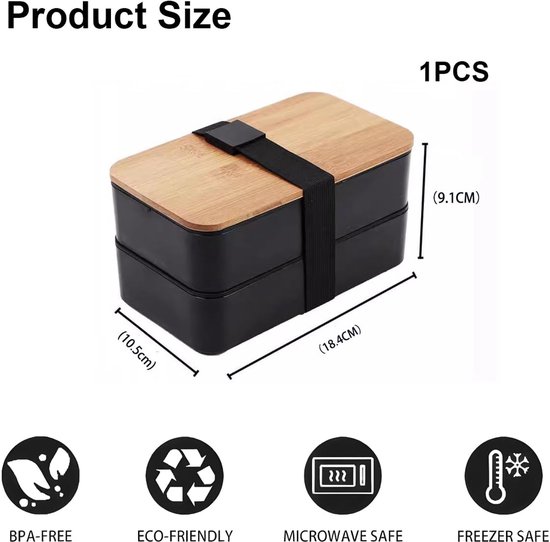 Umami Bento Lunchbox, Bestek & 2 Sauspotjes Inbegrepen, Box