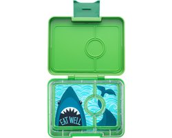 Yumbox Snack - lekvrije Bento box lunchbox - 3 vakken - Jurassic Groen / Haai tray