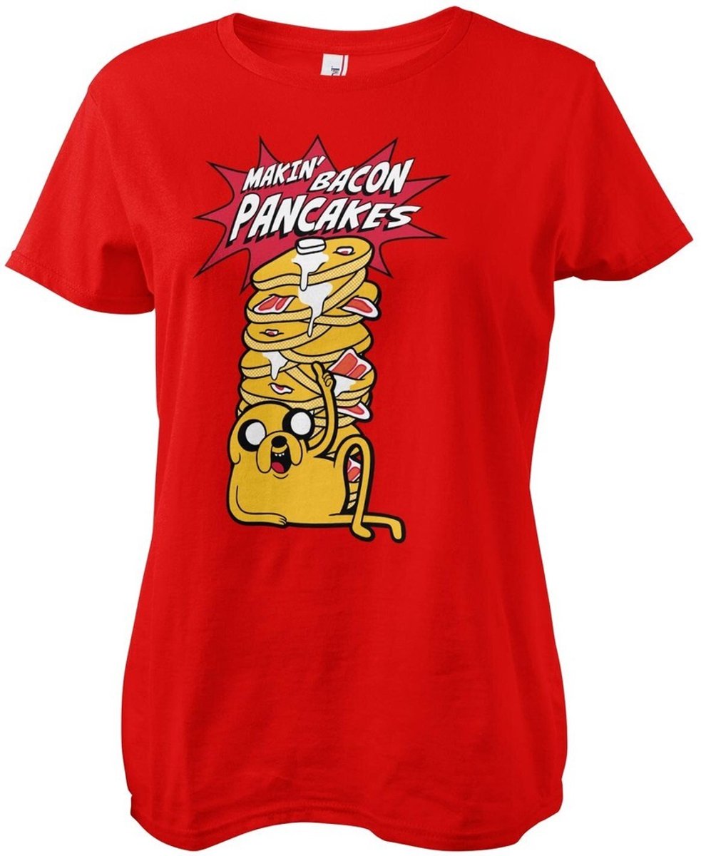 Adventure Time Makin' Bac 'on ' Pancakes Girly T-shirt voor dames, rood