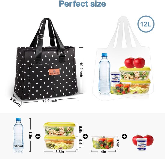 Nanxson Geïsoleerde Lunchtas voor Vrouwen Bloemrijke Koeltas Lunch Box Waterdichte Grote Meeneemtas voor Picknicks Werk School (11L,C-Beige