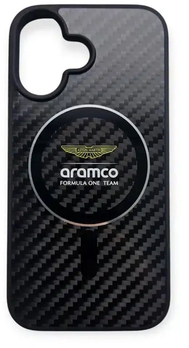 Aston Martin – Backcover iPhone 16 – Magsafe – Carbon Circle – Zwart