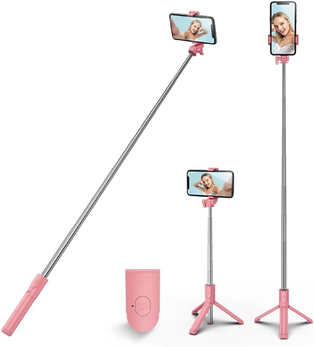 Selfie Stick-statief, 3-in-1 intrekbaar 360° roterend statief met afneembare draadloze afstandsbediening
