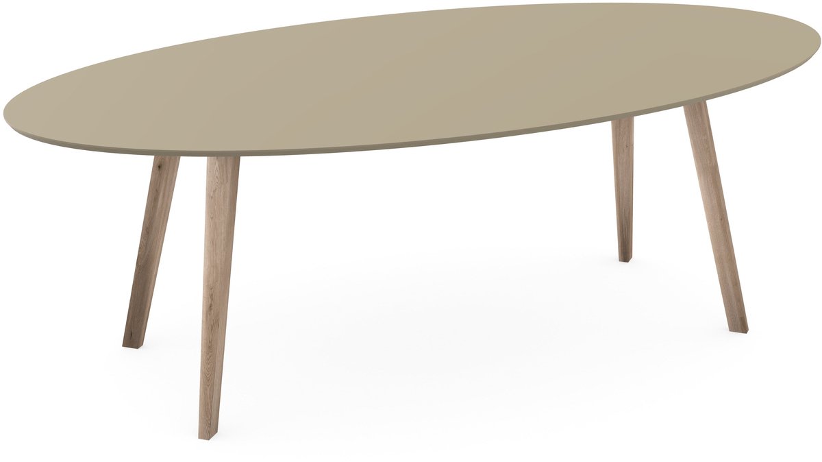 Melamine eettafel dark ecru - ovaal - Schuine i Naturel
