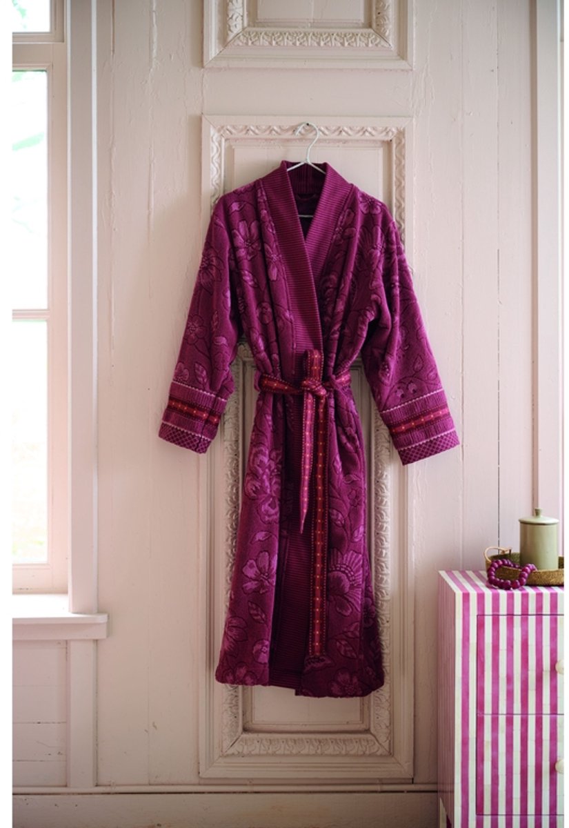 Pip Studio Jasmin Jacquard Bathrobe Badjas - Donker roze - XS