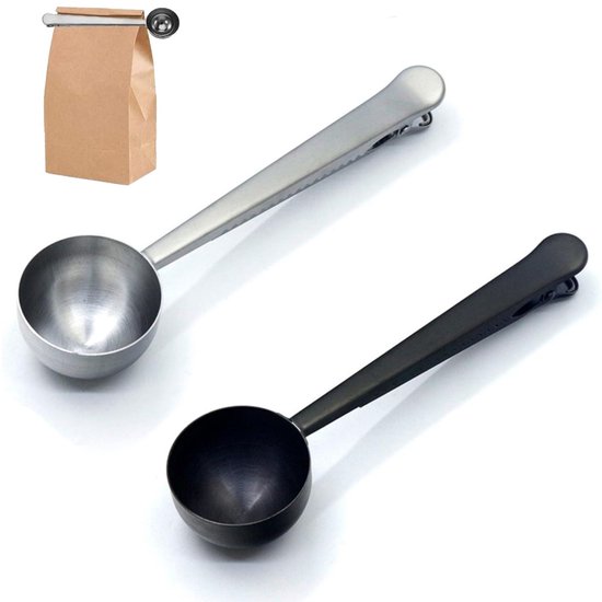 Cuillère Doseuse Café Avec Clip Pour Sac - Lot De 3 Cuillères à Café En Acier Inoxydable Argenté 2 En 1, Long Manche Pour Lait En Poudre, Épices Et Grains De Café