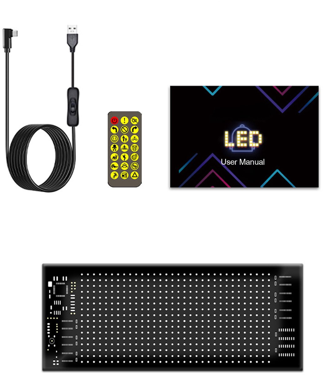 CHIWIN Flexibel LED Display Board - 7x17,3 cm Programmeerbaar Display - RGB Rolsignaal App Bediening Waterdicht - voor Auto Feest Bar Reclame Binnen Buiten