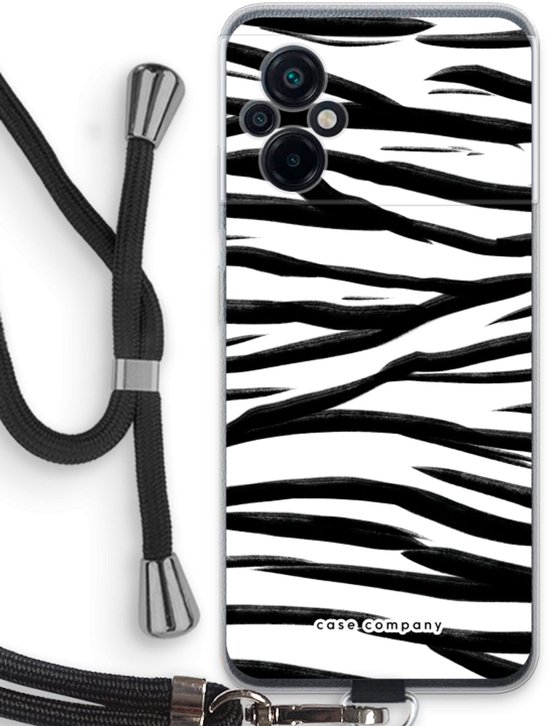 Case Company® - Étui avec cordon adapté pour Xiaomi Poco M5 étui avec cordon - Motif Zebra - Étui de téléphone avec cordon Zwart - Protection sur tous les côtés et sur le bord de l'écran