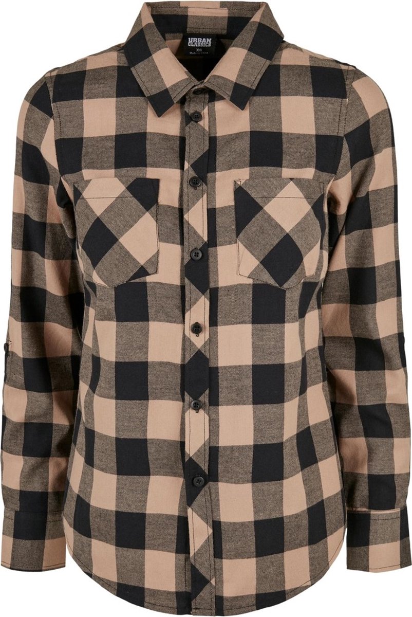 Urban Classics Turnup Checked Flanell Blouse 4XL Zwart