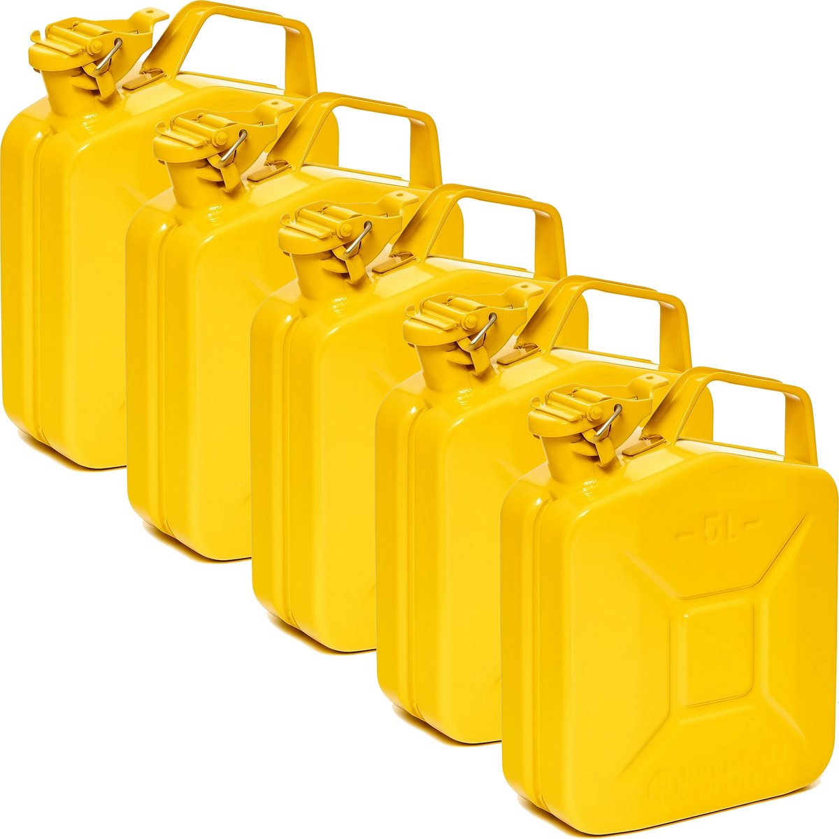 BW® Fuel Canister Metalen Benzineblik - Jerrycan 5 x 5 Liter - Geel - TÜV-getest en UN-goedgekeurd - Gemaakt in Europa