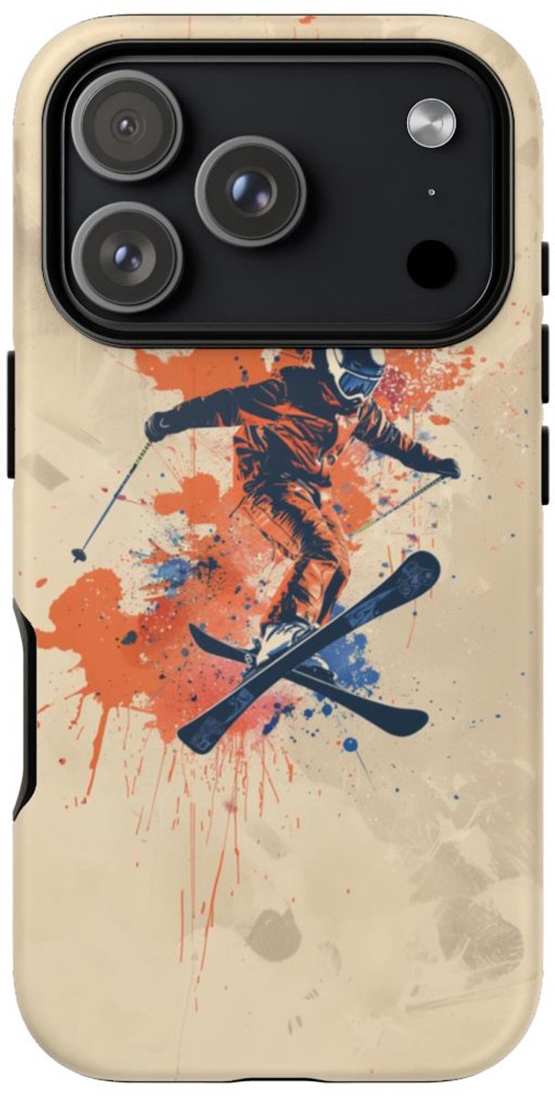 Skiër met Verfspatten – Telefoonhoesje Geschikt voor iPhone 17 Pro