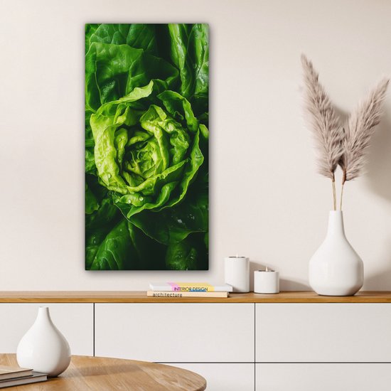 Tableau sur toile 40x80 cm - Décoration murale exclusive Légume - Laitue - Vert - Décoration murale salon - Décoration chambre - Accessoires chambre - Peintures sur toile