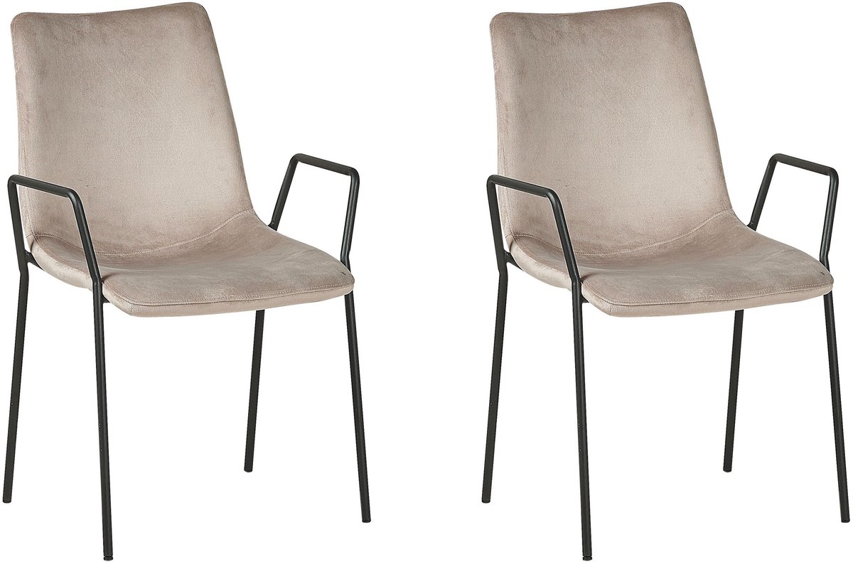 JEFFERSON - Eetkamerstoel set van 2 - Taupe - Fluweel