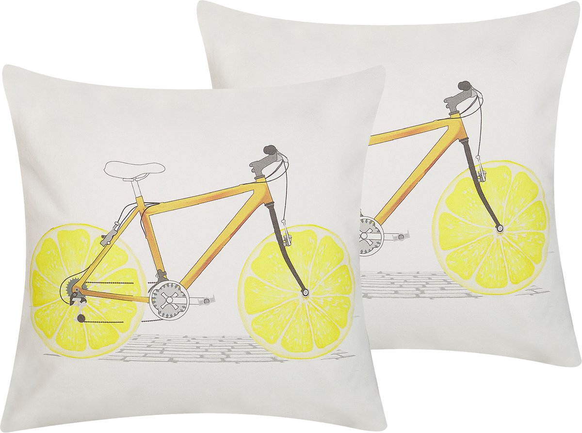 Beliani RUSCUS - Sierkussen set van 2 - Wit - 45 x 45 cm - Katoen