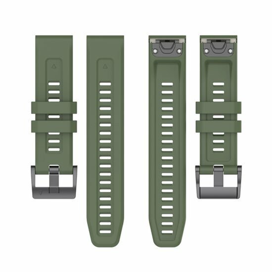 By Qubix - Geschikt voor Garmin bandje - 26mm Quickfit - Siliconen sportbandje - Leger groen - Geschikt voor Garmin Instinct 3 - 50mm
