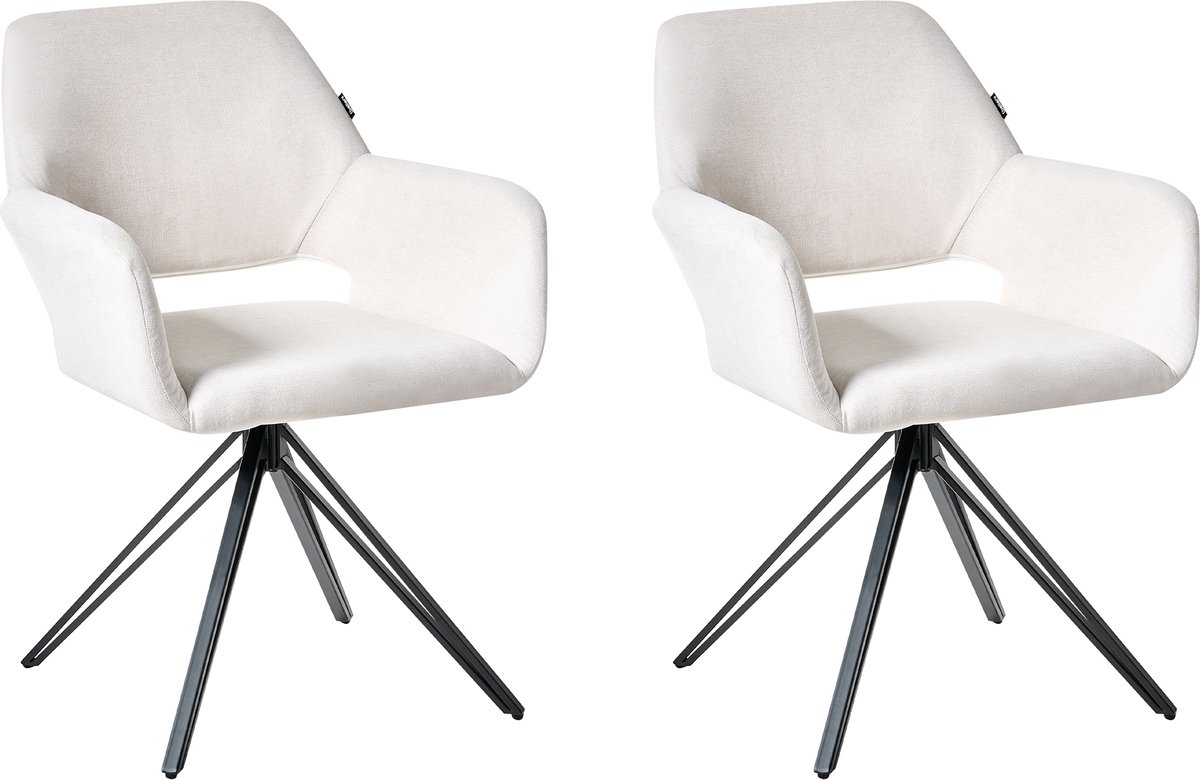 CINEY - Eetkamerstoel set van 2 - Gebroken wit - Polyester