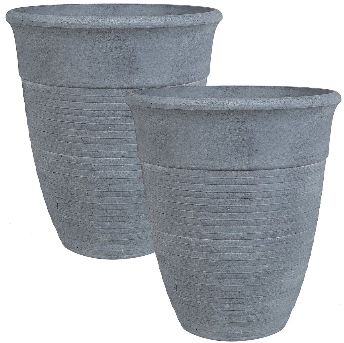 BELIANI KATALIMA - Set of 2 Gray Garden Pots - 43 cm