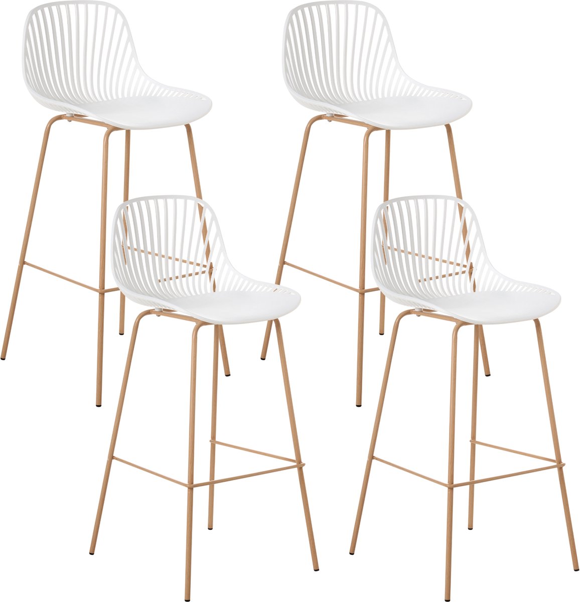 Beliani KLEVE - Set van 4 barstoelen - Wit - Synthetisch materiaal