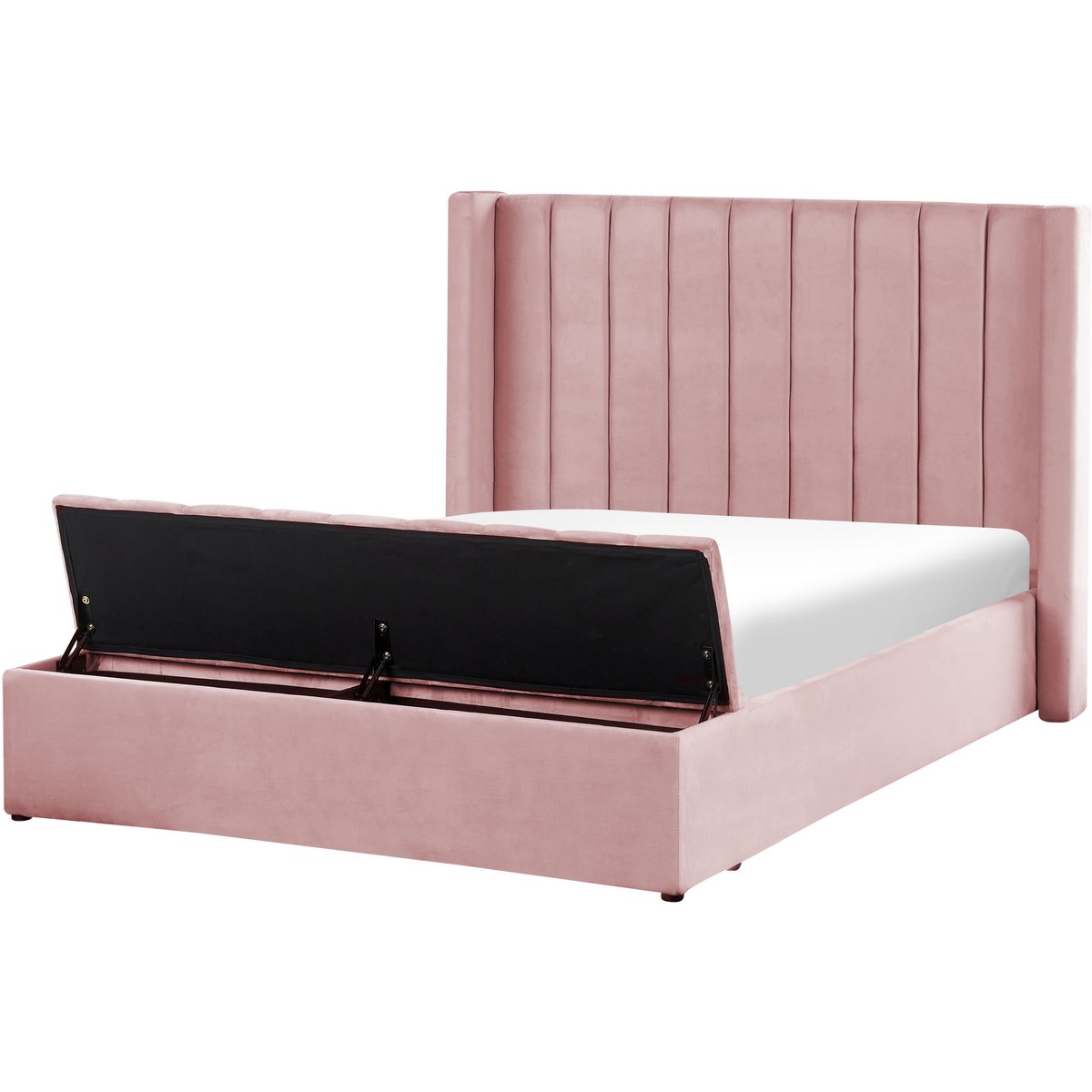 BELIANI NOYERS - Bed met opbergruimte - Roze - 140 x 200 cm - Fluweel
