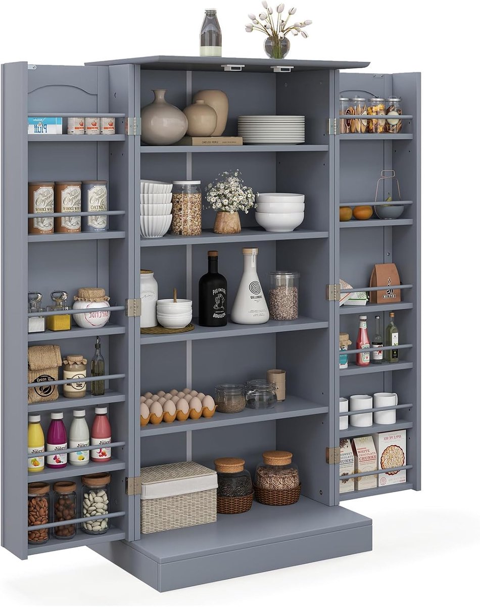 Multifunctionele Opbergkast met Verstelbare Planken voor Keuken, Eetkamer en Woonkamer - R