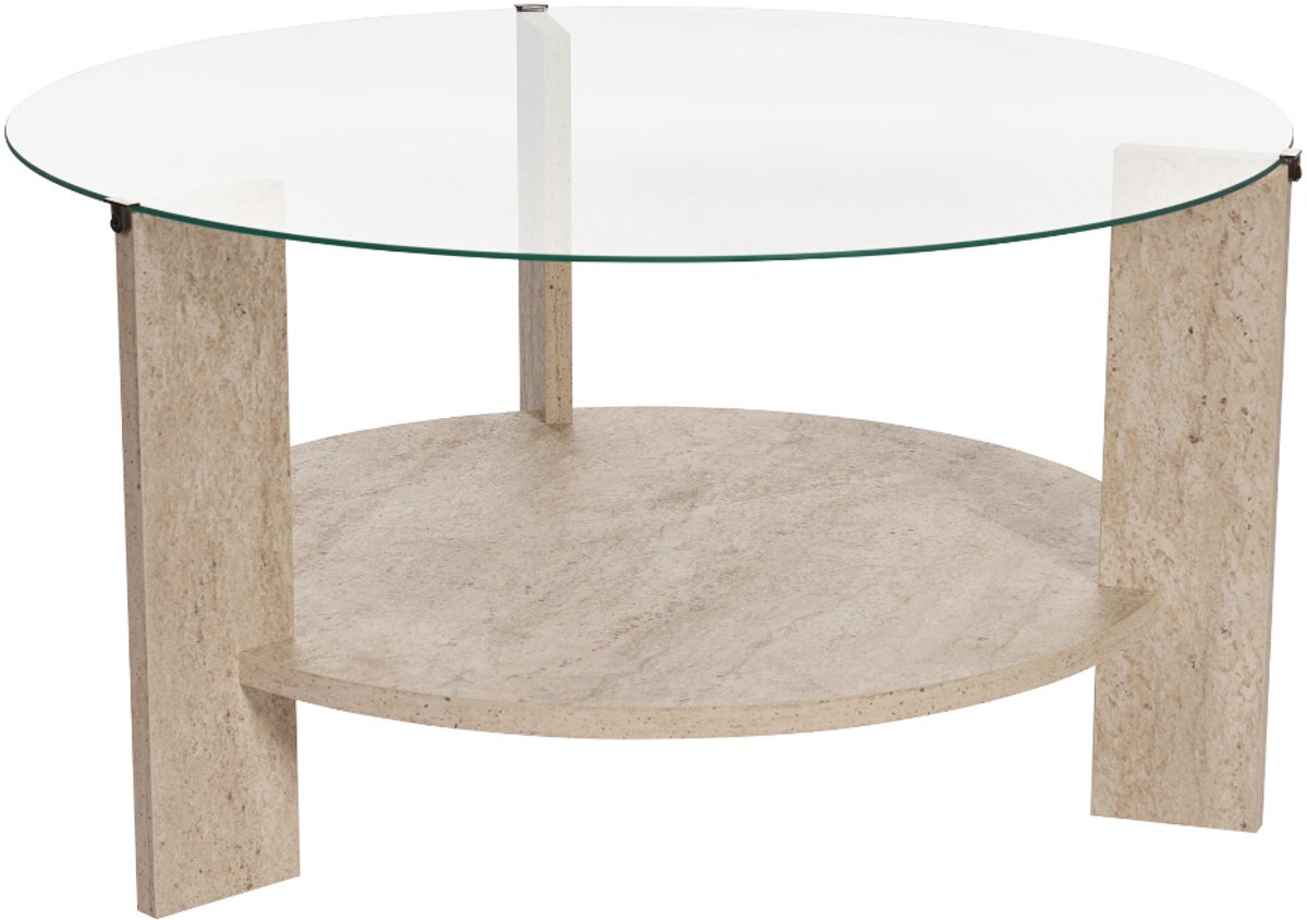 CALICOSY - Salontafel met 2 bladen, waarvan één van gehard glas Ø75 cm - CLARA