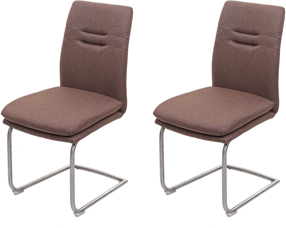 Set van 2 eetkamerstoelen MCW-H70, keukenstoel sledestoel, stof/textiel geborsteld roestvr