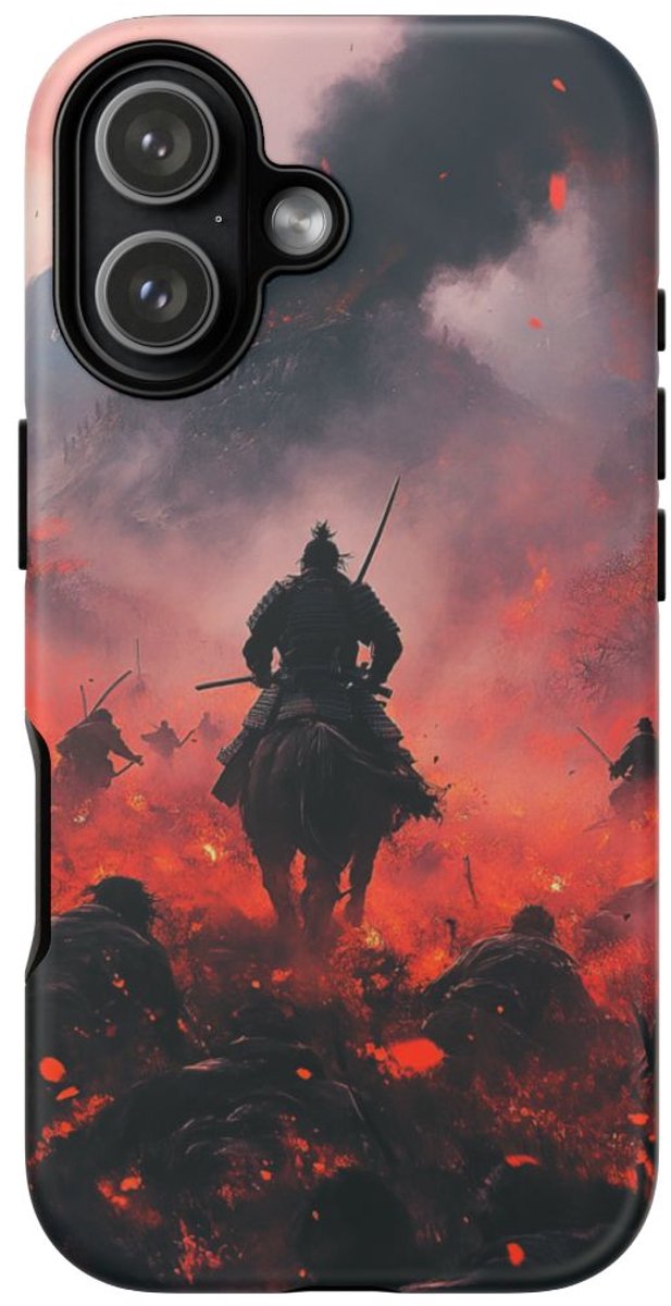 Samurai Strijd te Midden van Vurige Rook – Telefoonhoesje Geschikt voor iPhone 17