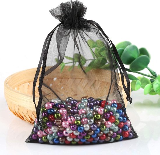 Meerkleurige organza-cadeauzakjes op een blauwe achtergrond, verkocht in sets van 10 - Nederland