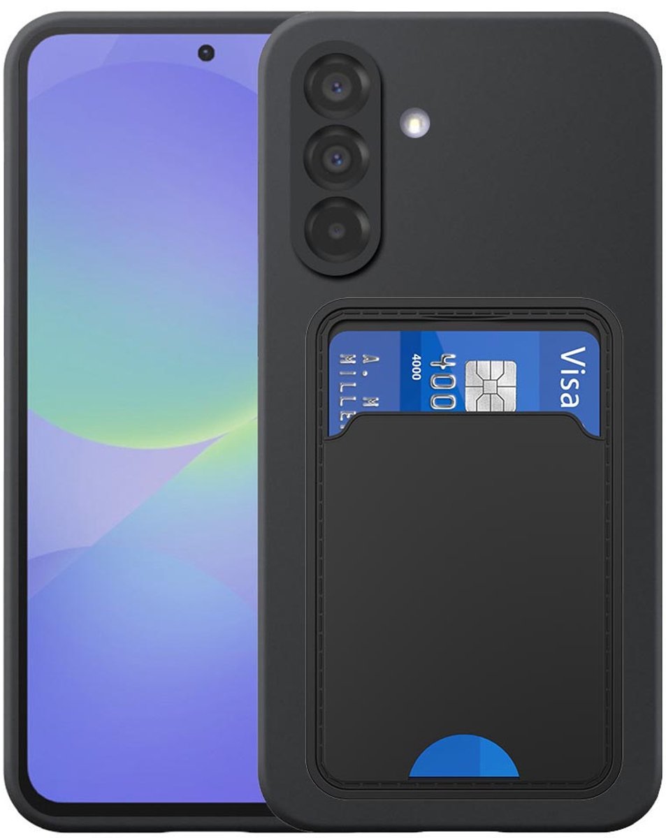 Geschikt voor Samsung Galaxy A36 Telefoonhoesje met TPU Pasjeshouder - Flexible Back Cover Case Siliconen TPU with Cardslot - Zwart - Smartphonica geschikt voor Samsung Galaxy A36