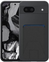 Geschikt voor Google Pixel 8A Telefoonhoesje met Verstelbare Leren Pasjeshouder - Flexible Back Cover Case Siliconen TPU with Adjustable Leather Cardslot - Zwart - Smartphonica geschikt voor Google Pixel 8A