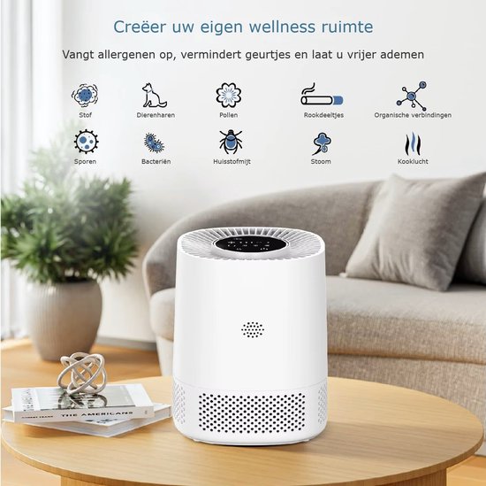 Aura Air Luchtreiniger – HEPA-13 Filter, UVC-LED's, Ionisator, Slimme Sensoren, App-bediening, Geschikt Voor Allergie En Luchtkwaliteitsverbetering