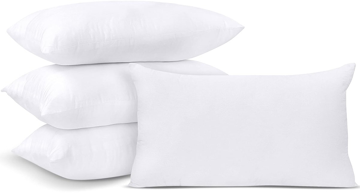 Set van 4 Kussenvullingen 30x50 cm - Rechthoekige Binnenkussens voor Bank of Slaapkamer - Zachte Vezelvulling - Wit