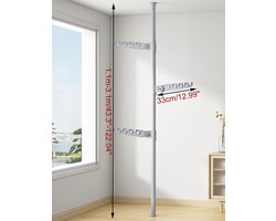 Telescopisch 3-Laags Vloer-tot-plafond Spanrek - Kledingrek - Droogrek - Opbergrek - Voor Thuis - Balkon - Kantoor - 110-310 cm