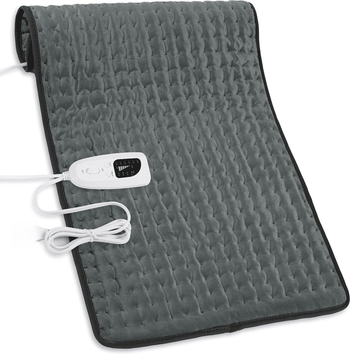 Verwarmingskussen, elektrische verwarmingskussens voor de rug, warmtekussen voor de buik, schouder, knie, meerdere temperaturen en automatische uitschakeling (Donkergrijs, 33'' × 17'' Europese standaardstekker)