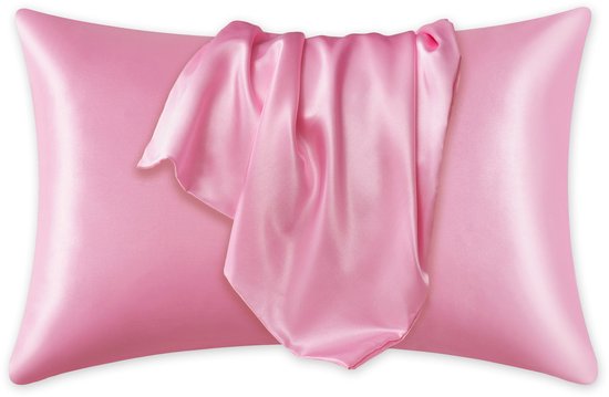 Taie d'oreiller en satin rose 60 x 70 cm - AfricanFabs® Taie d'oreiller en satin / Taie d'oreiller en satin doux et soyeux (1 pièce)