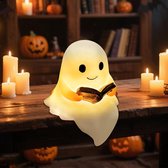 Lampe De Lecture En Forme De Fantôme Mignon, Statue De Fantôme Réglable, Veilleuse D'Halloween Avec Sourire, Décoration D'Halloween Pour Chambre à Coucher, Salon (blanc Grand + Petit
