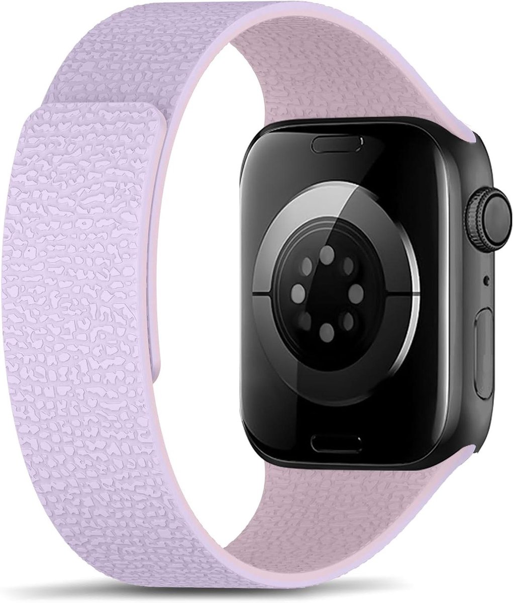 Allecto plus - Magnetische siliconen reservearmband voor horloge - Lichtpaars-Roze - 42mm en 46mm horloges - Apple Watch Series 1 t-m 10