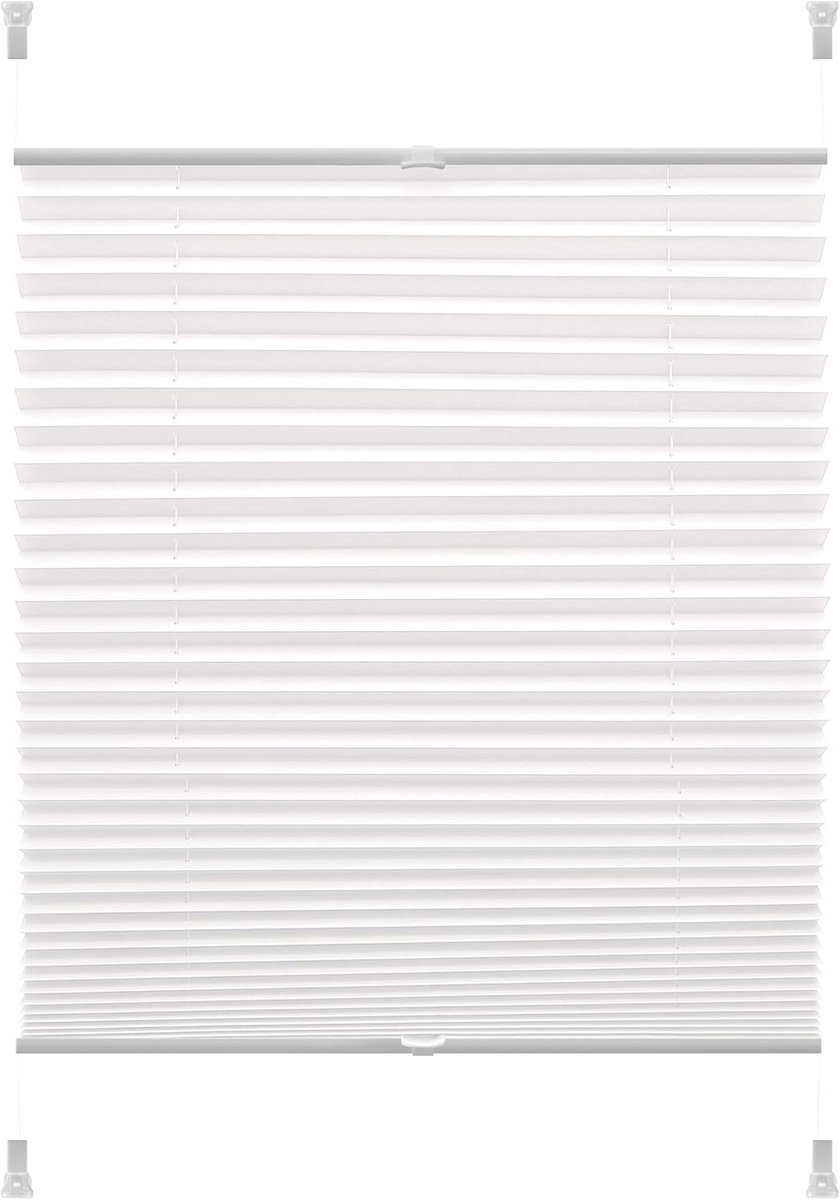YOURSOL EASYfix Thermoplisse Verona 80 x 150 cm in wit, plisségordijn zonder boren, 2 bedieningsrails