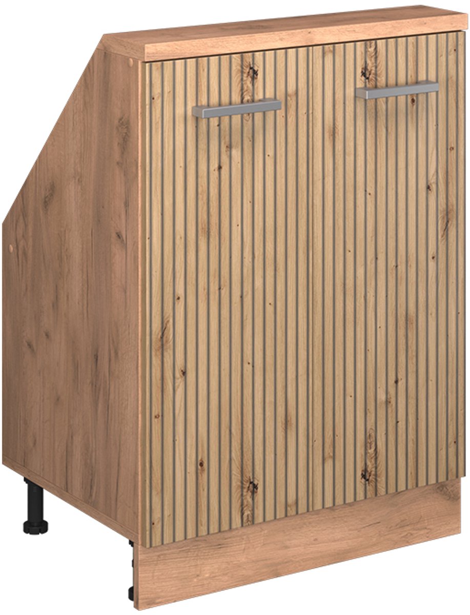 Vicco R-Line Keukenkast voor schuine wand – 60 cm met 2 deuren Artisanaal eiken/Goudkraft eiken Artisanaal eiken/Goudkleurig Eiken