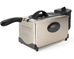 Elektrische Friteuse 2100W met 3L Inhoud, Temperatuurselectie en Geurfilter - Roestvrij Staal, Eenvoudig te Reinigen en Vaatwasmachinebestendig