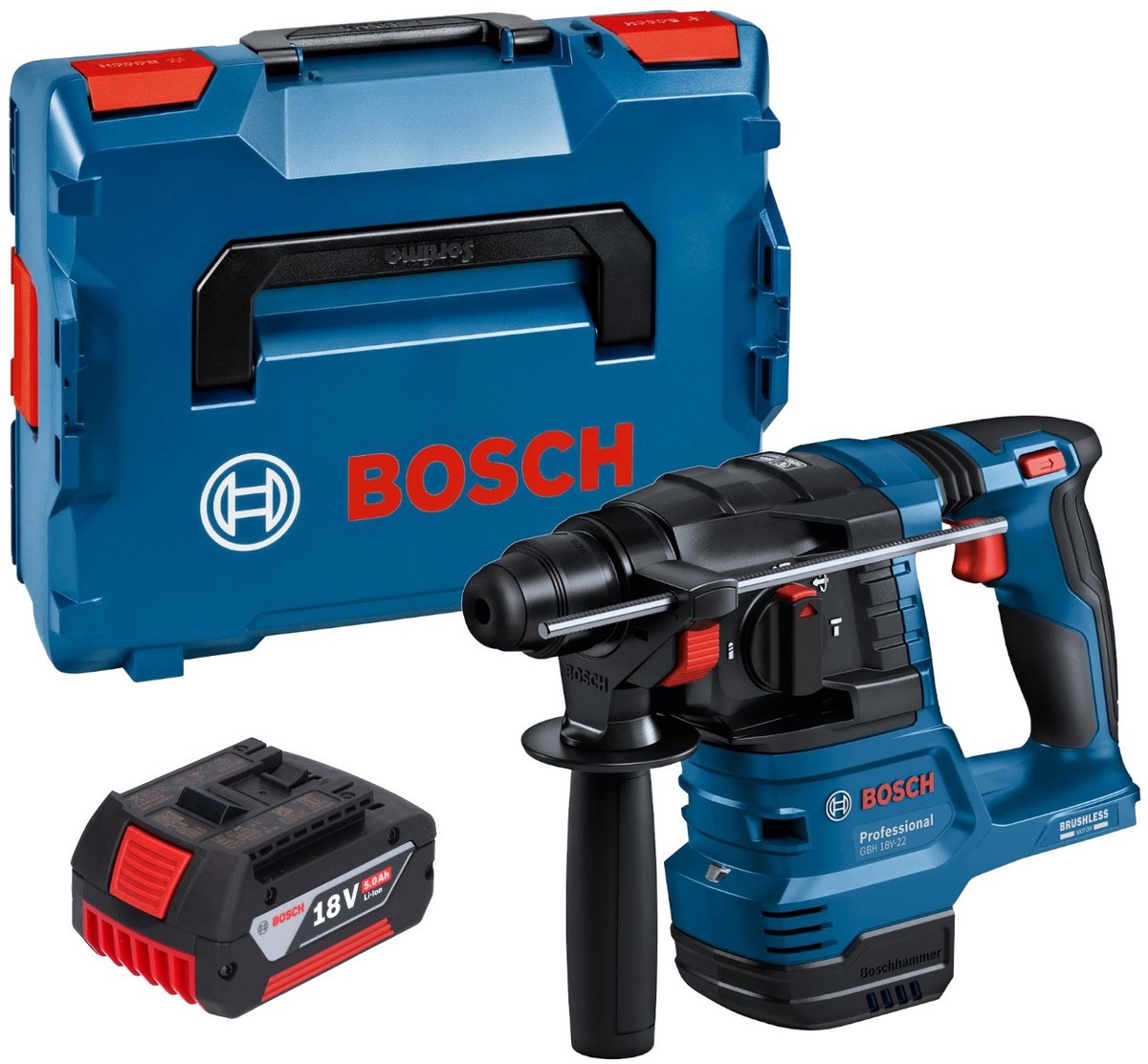 Bosch GBH 18V-22 Professional accuboormachine 18 V 1,9 J SDS Plus Brushless + 1x accu 5,0 Ah + L-Boxx - zonder oplader