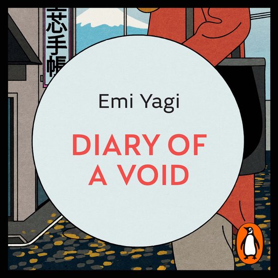 Boekomslag van 'Diary of a Void' door Emi Yagi, met een cartoonachtige illustratie van een stad met een persoon in oranje kleding.