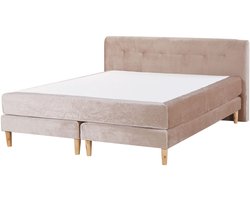 BELIANI MARQUISE - Tweepersoons boxspring - Beige - 180 x 200 cm - Fluweel