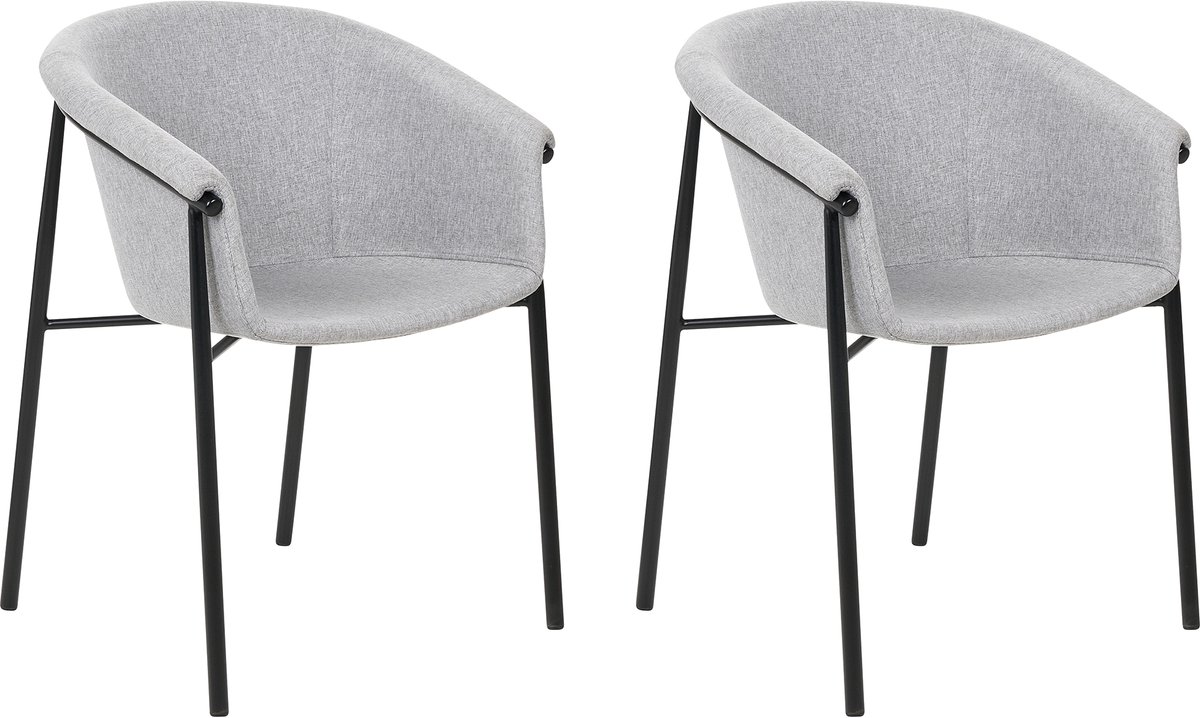 AMES - Eetkamerstoel set van 2 - Lichtgrijs - Polyester