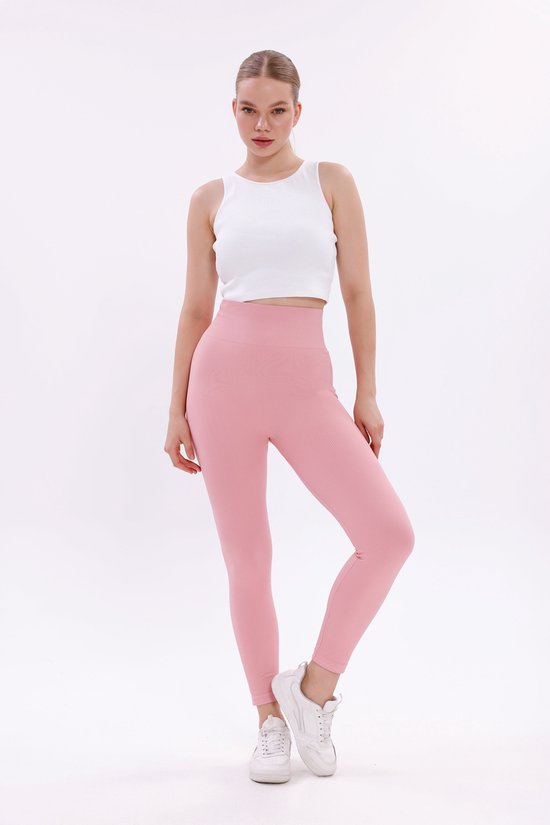 Vrouwen Sportlegging Dames - Yoga Legging Hoge Taille - Sneldrogend, Squat-Proof & Heuplifting - Fitness & Hardlopen - Roze - S/M van Merkloos — afbeelding 3