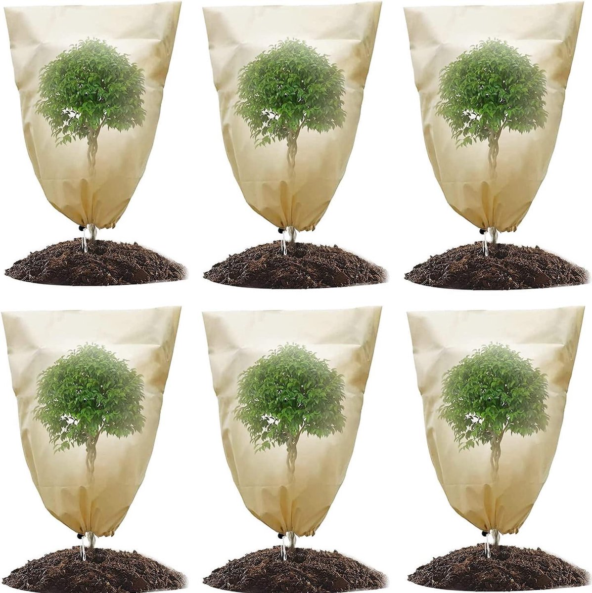 Allecto plus - Winterbescherming voor potplanten - 6 stuks - Vorstbescherming - Ongediertebestrijding - 60 x 80 cm - Met trekkoord